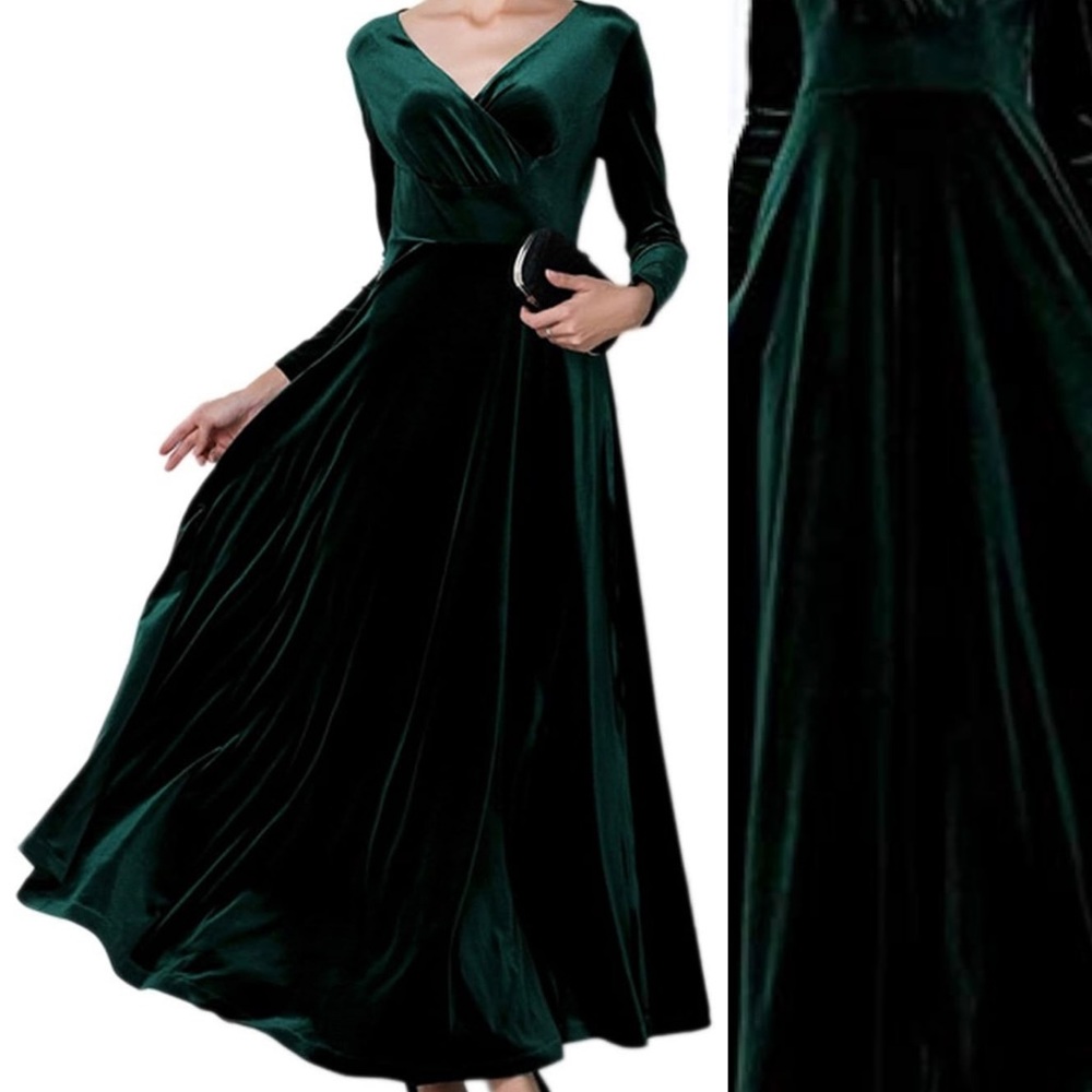 🎄Elegant Velvet Holiday Party Gown